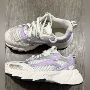 Zara White and Lavender Kids Sneakers
